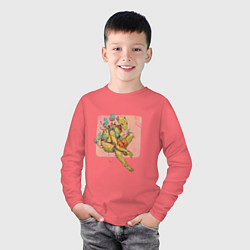 Лонгслив хлопковый детский Лесной хранитель, цвет: коралловый — фото 2