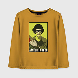 Лонгслив хлопковый детский Амели Amelie, цвет: горчичный