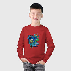 Лонгслив хлопковый детский Майнкрафт Под водой, цвет: красный — фото 2