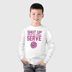 Лонгслив хлопковый детский Shut Up And Serve, цвет: белый — фото 2