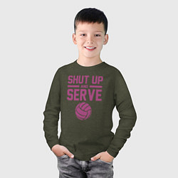 Лонгслив хлопковый детский Shut Up And Serve, цвет: меланж-хаки — фото 2