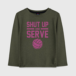 Лонгслив хлопковый детский Shut Up And Serve, цвет: меланж-хаки