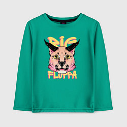 Лонгслив хлопковый детский Big Cat Floppa, цвет: зеленый