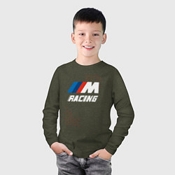 Лонгслив хлопковый детский BMW - Pro Racing, цвет: меланж-хаки — фото 2