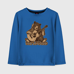 Лонгслив хлопковый детский Медведь играет на гитаре, цвет: синий