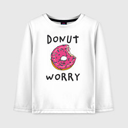 Лонгслив хлопковый детский Не беспокойся Donut worry, цвет: белый