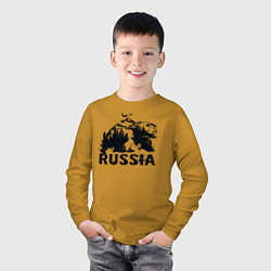 Лонгслив хлопковый детский Russian bear, цвет: горчичный — фото 2