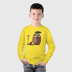 Лонгслив хлопковый детский Тоторо Ленивец, цвет: желтый — фото 2