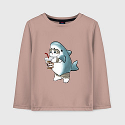 Лонгслив хлопковый детский Котоакула, цвет: пыльно-розовый