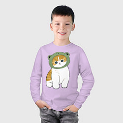 Лонгслив хлопковый детский Котолягушонок, цвет: лаванда — фото 2