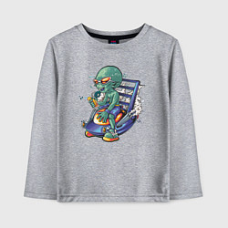 Лонгслив хлопковый детский Зеленый человечек, цвет: меланж