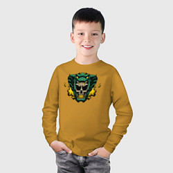 Лонгслив хлопковый детский Змеуст, цвет: горчичный — фото 2