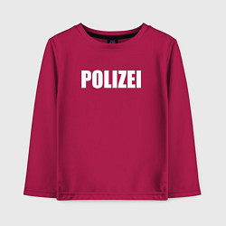 Лонгслив хлопковый детский POLIZEI Полиция Надпись Белая, цвет: маджента