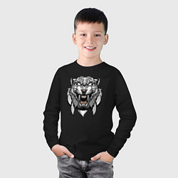 Лонгслив хлопковый детский Серый Тигр, цвет: черный — фото 2