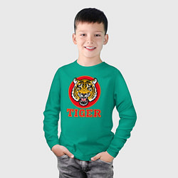 Лонгслив хлопковый детский Tiger Japan, цвет: зеленый — фото 2