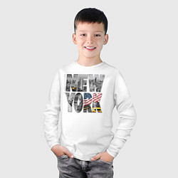 Лонгслив хлопковый детский New York, цвет: белый — фото 2