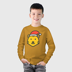 Лонгслив хлопковый детский Новогодний Тигр, цвет: горчичный — фото 2