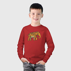 Лонгслив хлопковый детский Тигровый слон, цвет: красный — фото 2