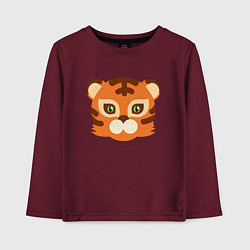 Лонгслив хлопковый детский Cute Tiger, цвет: меланж-бордовый