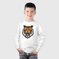 Лонгслив хлопковый детский Голова тигра, цвет: белый — фото 2