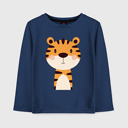 Лонгслив хлопковый детский Cartoon Tiger, цвет: тёмно-синий
