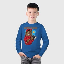 Лонгслив хлопковый детский Медведь с топором, цвет: синий — фото 2