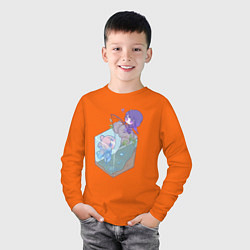 Лонгслив хлопковый детский Удачная рыбалка, цвет: оранжевый — фото 2