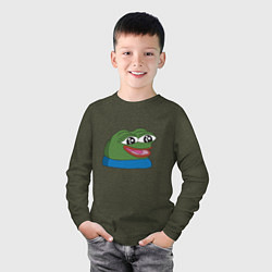 Лонгслив хлопковый детский Pepe happy Пепе хеппи, цвет: меланж-хаки — фото 2