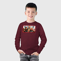 Лонгслив хлопковый детский Основатели Тосвы Майки Дракен, цвет: меланж-бордовый — фото 2