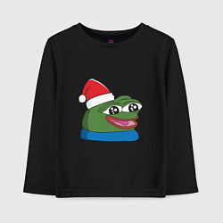 Лонгслив хлопковый детский Pepe, pepe happy, Пепе хеппи, pepe happy new year, цвет: черный