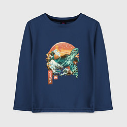 Лонгслив хлопковый детский Черепаха Япония, цвет: тёмно-синий
