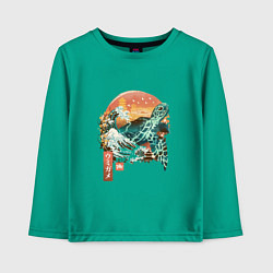 Лонгслив хлопковый детский Черепаха Япония, цвет: зеленый