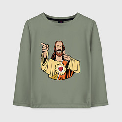 Лонгслив хлопковый детский Dogma - smile Jesus like, цвет: авокадо