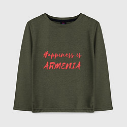 Лонгслив хлопковый детский Армения - Счастье, цвет: меланж-хаки
