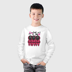 Лонгслив хлопковый детский ИГРА В КАЛЬМАРА , ФИГУРКИ СТРАЖЕЙ, цвет: белый — фото 2