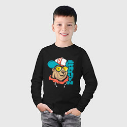 Лонгслив хлопковый детский Brooklyn Bear, цвет: черный — фото 2