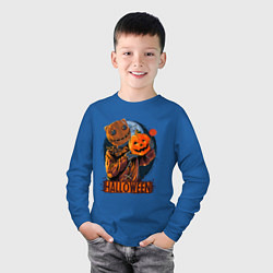 Лонгслив хлопковый детский Halloween Scarecrow, цвет: синий — фото 2