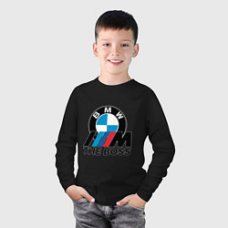 Лонгслив хлопковый детский BMW BOSS, цвет: черный — фото 2