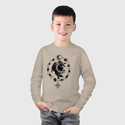Лонгслив хлопковый детский Волки из легенд, цвет: миндальный — фото 2