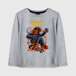 Лонгслив хлопковый детский Обезьяна космонавт на скейте, цвет: меланж
