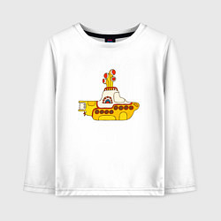 Лонгслив хлопковый детский The Beatles Yellow Submarine в дудл стиле, цвет: белый