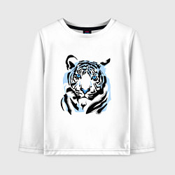 Лонгслив хлопковый детский Line Blue Tiger, цвет: белый