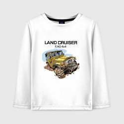 Лонгслив хлопковый детский Toyota Land Cruiser FJ 40 4X4, цвет: белый