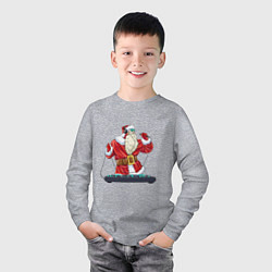 Лонгслив хлопковый детский Санта музыкант, цвет: меланж — фото 2