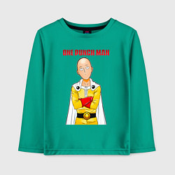 Лонгслив хлопковый детский Сайтама безразличие One Punch-Man, цвет: зеленый
