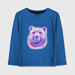 Лонгслив хлопковый детский Неоновый медведь, цвет: синий