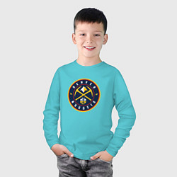 Лонгслив хлопковый детский Денвер Наггетс логотип, цвет: бирюзовый — фото 2