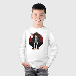 Лонгслив хлопковый детский Старший детектив Дазай, цвет: белый — фото 2