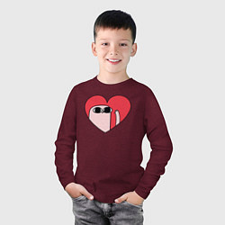 Лонгслив хлопковый детский Ketnipz сердце, цвет: меланж-бордовый — фото 2