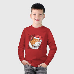 Лонгслив хлопковый детский Christmas Cat, цвет: красный — фото 2